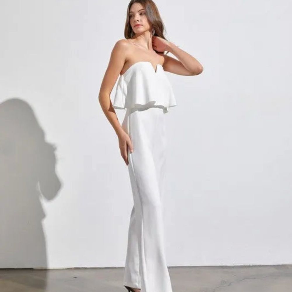 Elegant White Strapless Jumpsuit